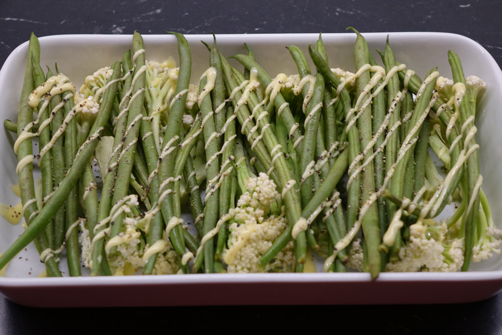Citronpasta med rostade primörer