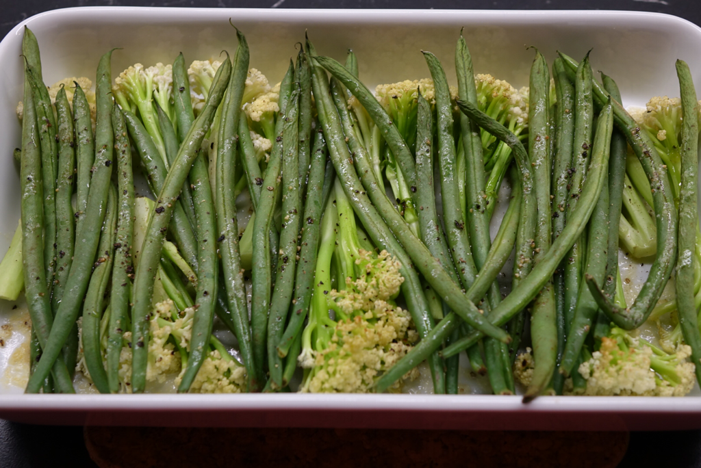 Citronpasta med rostade primörer