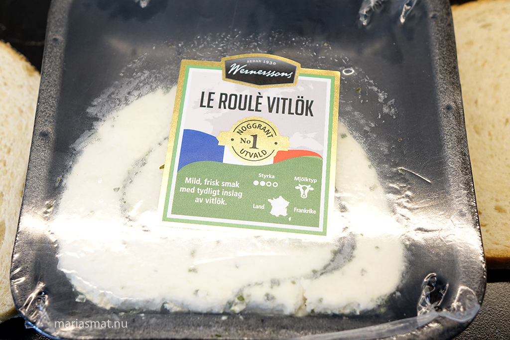 Varma mackor med Le roulè vitlöksost