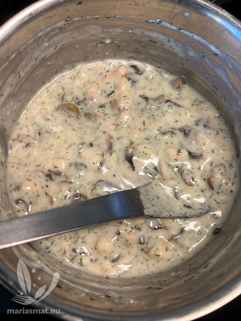 Crepes med räkfyllning