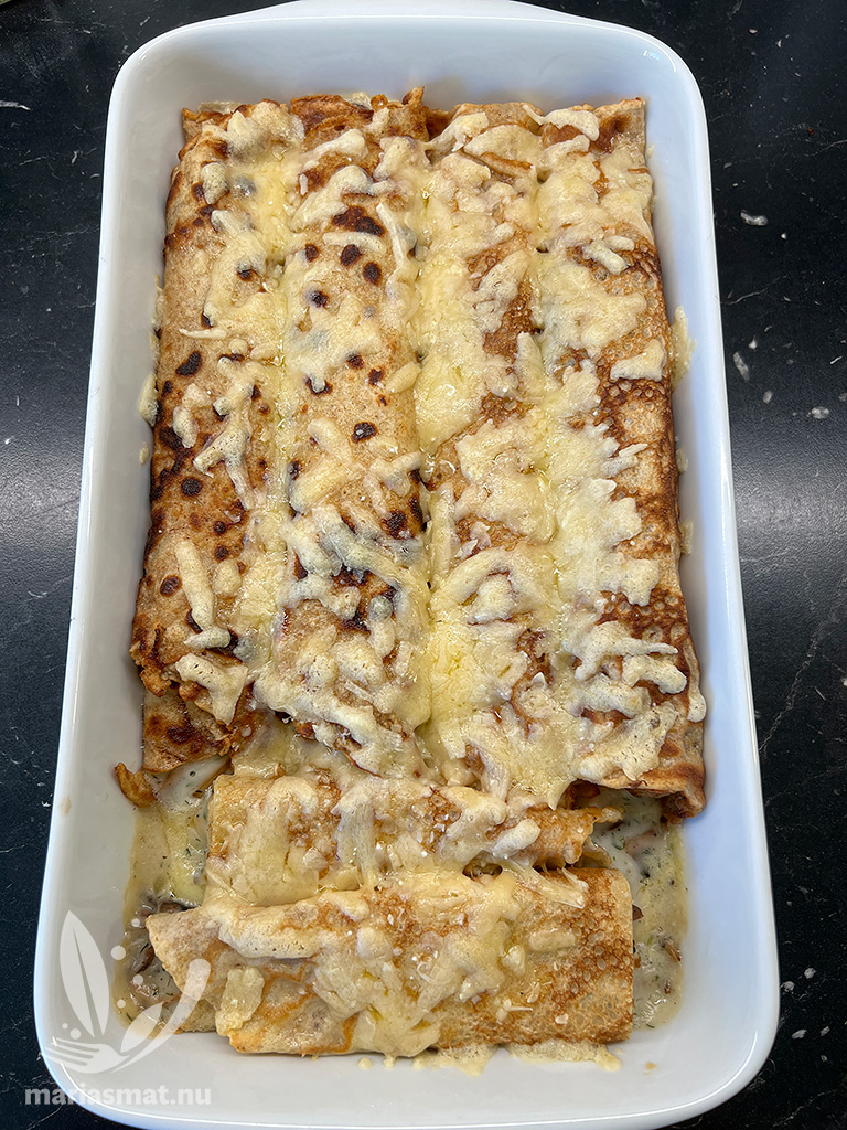 Crepes med räkfyllning