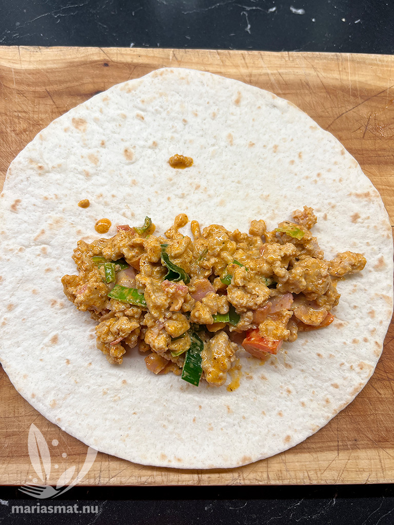 Enchiladas med fajitas-kycklingfärs