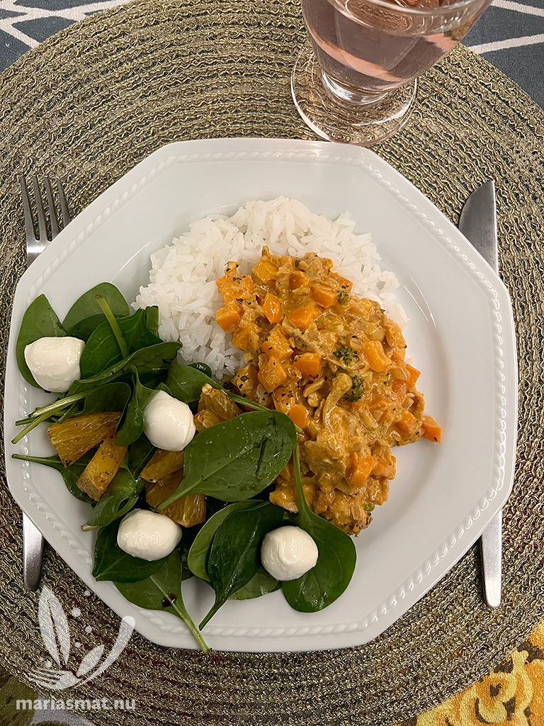 En krämig kycklingkebabgryta