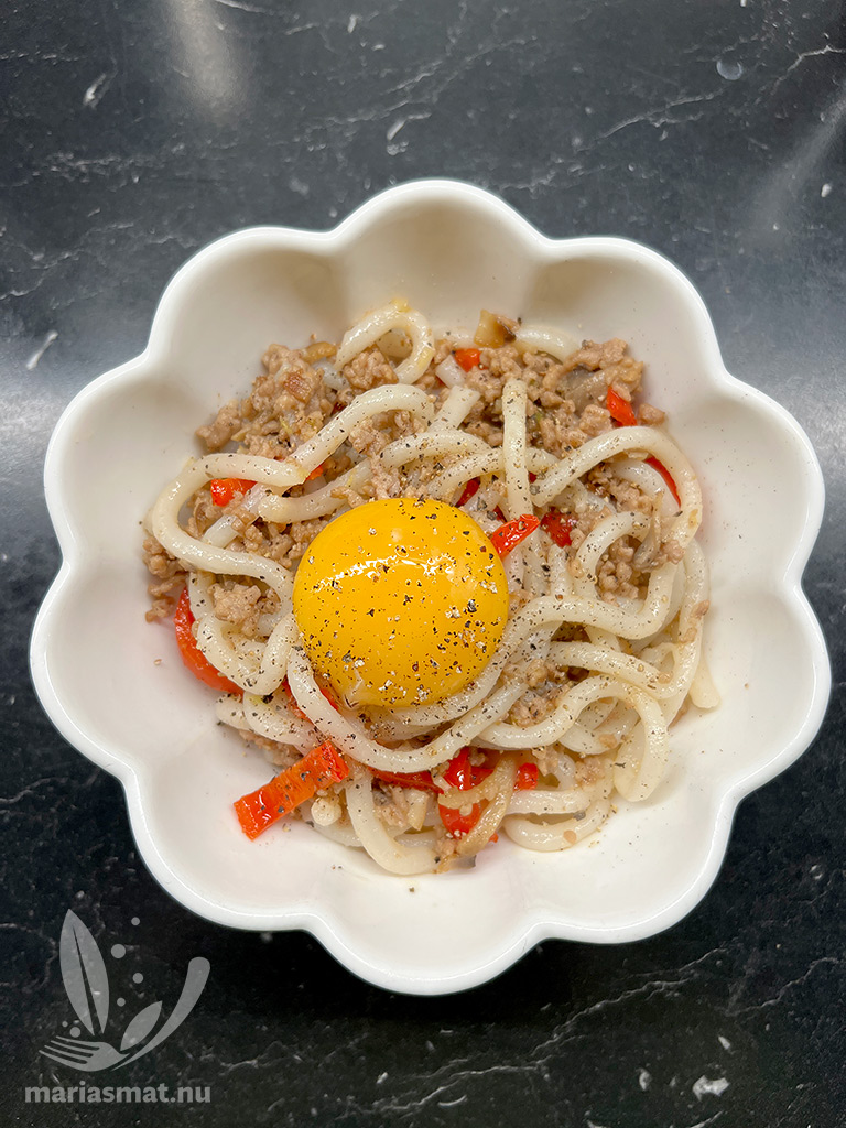 Udon och fläskfärs