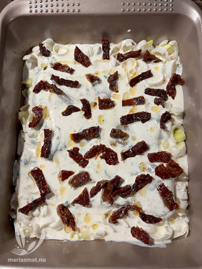 Torsk med soltorkade tomater