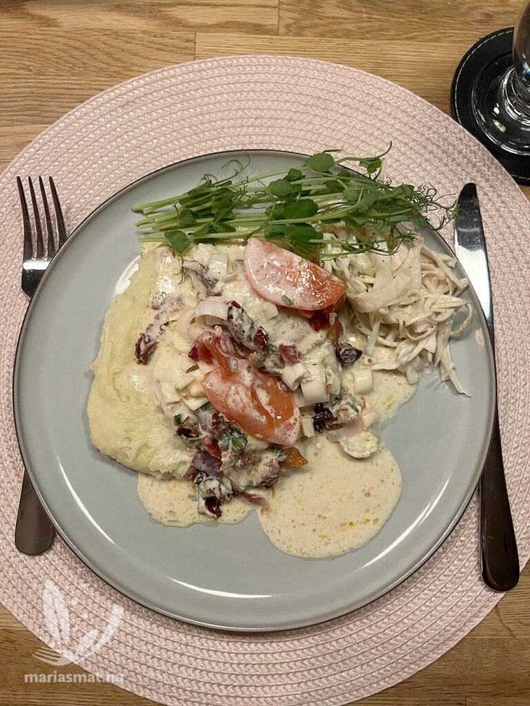 Torsk med soltorkade tomater
