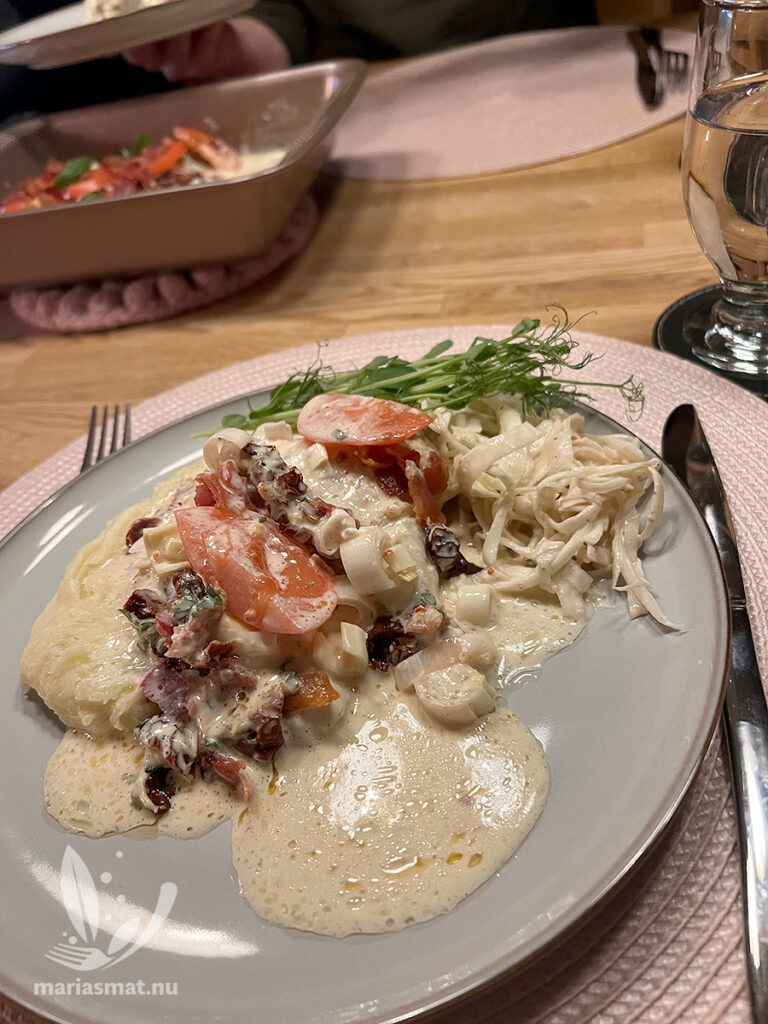 Torsk med soltorkade tomater